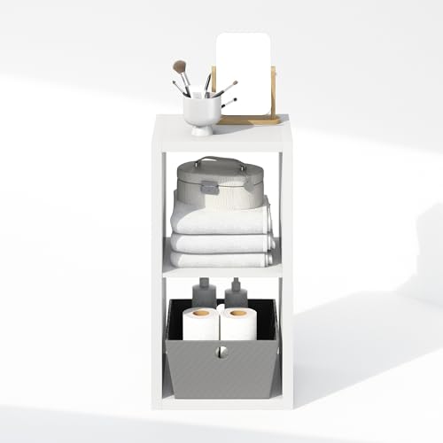 Furinno Cubic Closet Organizers and Storage, 2-Cube Closet Organizer, Open Shelf Closet Storage, Extra Thick Frame for Wardrobe, Bedroom, Living Room, White - color: White, size: 2-Cube