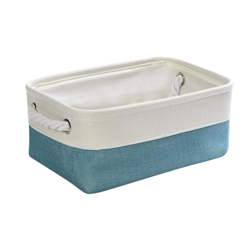 TheWarmHome Fabric Storage Bin with Handles,Storage Basket for Home Storage and Organization, Shelf Basket with Cover for Living Room Bedroom Decor Closet（White & Green,Small ,11.8L×7.9W×5.2H - color: White And Green, size: Small -11.8Lx7.9Wx5.2H