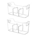 Tall Narrow Clear Bins with Dividers, Plastic Containers for Organizing Kitchens and Bathrooms - 14" L, 2 Pack