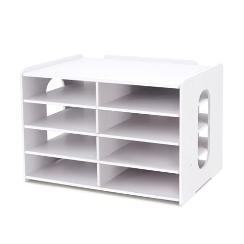 SONGWAY Desktop Mail Sorter Organizer - Small File Storage with 8 Compartments, Desk Bill Organizer, Journal Size Paper Storage Rack for Home Office - size: 5-tier&8-slots