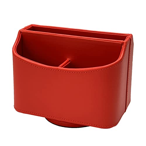 UnionBasic Rotating Desk Organizer, 360 Desk Spinning Caddy, Desktop TV Guide/Mail/Media/Remote Controller Holder Organizer, Red - color: Red