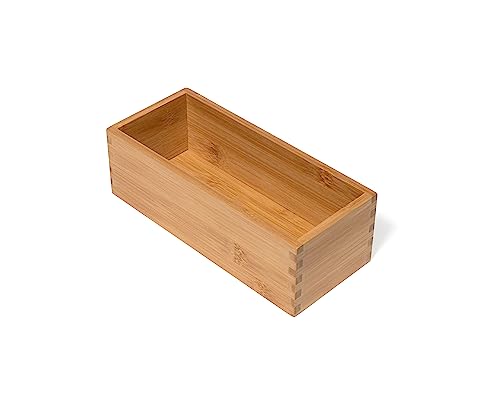 Lipper International Bamboo Wood Utensil Holder Storage Box for Cooking Tools, Makeup, or Office Supplies, 4" x 9 1/4" x 3" - size: 4" x 9 1/4" x 3"