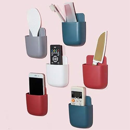 1Pcs Wall-Mounted Storage Box Space-Saving Wall Organizer for Phone Remote Small Items Creative Hanging Storage Easy Install No Electricity Needed(Grey) - color: 1Grey