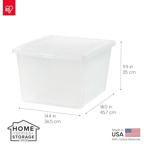 IRIS USA 4-Pack Storage Bins with Lids, 25 Quart, Clear Stackable Containers Box Organize Shoes Closet Shelves Clothes Blankets Towels - BPA-Free Plastic - size: 25 Qt, style: 4 Pack