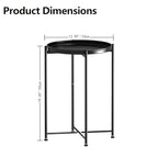 Garden 4 you Small Side Table, Mini Round End Table, Tray Table with Metal Frame, Modern Nightstand for Living Room, Bedroom, Patio, Small Space, Black - color: Black, size: 1 PCS