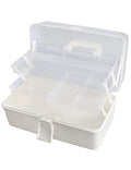 3 Layer Multipurpose Storage Box White Tackle Box Organizer - Craft Organizer with Handle, Portable Art Supplies Case, Medicine First Aid Box, Sewing & Tool Organizer with Divided Trays