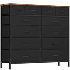 VASICAR Large Dresser for Bedroom with 12 Deep Drawers, Tall Fabric Drawer Dresser, Chest of Drawers for Closet, Nursery, Living Room, Laundry, Entryway, Hallway (Black) - color: Black