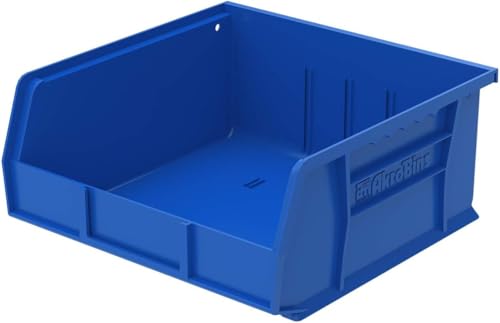 Akro-Mils 30235 AkroBins Plastic Storage Bins, Space-Saving Stackable Bins for Garage, Pantry, Craft Organization, 11" x 11" x 5", Blue, 6-Pack - color: Blue