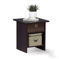 Furinno Dario End Table / Side Table / Night Stand / Bedside Table with Bin Drawer, 1-Pack, Dark Walnut - color: Dark Walnut, size: 1-Pack, Upper Bin