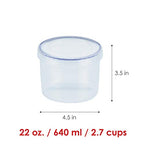 LOCK & LOCK Easy Essentials Twist Food Storage lids/Airtight containers, BPA Free, Short-22 oz-for Fruits, Clear