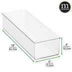 mDesign Plastic Drawer Organizer Box, Long Storage Organizer Bin Container; For Closets, Bedrooms, Use for Leggings, Socks, Ties, Jewelry, Accessories - Lumiere Collection - 2 Pack - Clear - size: 6 x 18 x 4 (Pack of 2)