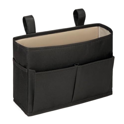 Bedside Storage Organizer Bag Phone Book Magazine Holder Pockets Hanging Storage Bag Sofa Side Pouch Bag(Pink) - color: Pink