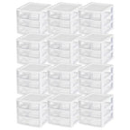 Sterilite 12-Pack Clearview 3-Drawer Cart, Small Plastic Storage Organizer Drawers, White - Organizing Drawer Containers for Bathroom, Closet, Kitchen, and Bedroom - size: 12 Packs