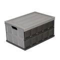 Glad Collapsible Storage Bin with Lid - 48L Foldable Plastic Box for Garage, Car Trunk, and Organization - Stackable Lidded Container with Handles, Grey - color: Grey