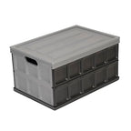 Glad Collapsible Storage Bin with Lid - 48L Foldable Plastic Box for Garage, Car Trunk, and Organization - Stackable Lidded Container with Handles, Grey - color: Grey