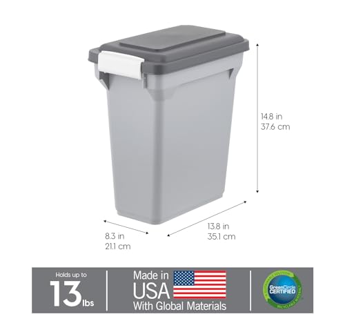 IRIS USA Dog Food Storage Container, Airtight Lid, 2-Cup Scoop, Up to 13 Pounds Pet Food Storage, Versatile Pet Food Bin, Treats, BPA Free, Gray/Dark Gray - color: Dark Gray