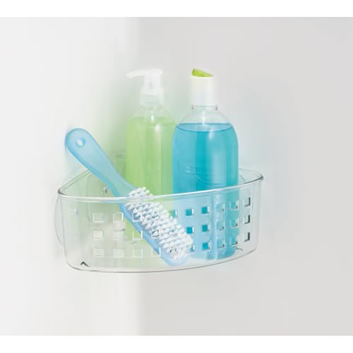 iDesign Plastic Suction Cup Corner Shower Basket for Bathroom Storage - Clear - Made in USA - style: Pack of 1