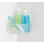 iDesign Plastic Suction Cup Corner Shower Basket for Bathroom Storage - Clear - Made in USA - style: Pack of 1