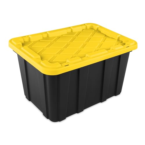 Sterilite 6-Pack Industrial Tote, Plastic Storage Container Bins with Lids, 27 Gallon - Heavy-Duty Organizing Containers for Closet, Bathroom, and Office - size: 27 Gallon
