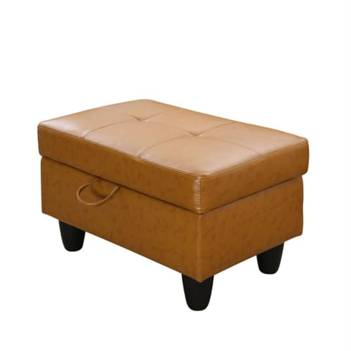 Ottoman Storage Ottoman Bench Faux Leather Footrest Footstool with Hinged Lid for Living Room, Bedroom, Entryway, Ginger, 28.5"X19"X17.5" - color: Ginger