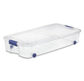 66 Quart Wheeled Latch Box, Clear Underbed Storage Bin with Lid, Blue