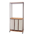 Modern Laundry Center with Wheels, 6 Load Capacity, Steel Frame, 3 Washable Linen Bags, MDF Shelves with Hanging Bar, Easy Twist-On Assembly, Light Ash Wood Grain Laminate - style: Laundry Center