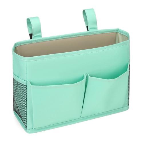 Bedside Storage Organizer Bag Phone Book Magazine Holder Pockets Hanging Storage Bag Sofa Side Pouch Bag(Mint Green) - color: Mint Green