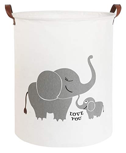 CLOCOR Collapsible Round Storage Bin/Large Storage Basket/Clothes Laundry Hamper/Toy Storage Bin (Love Elephant) - color: Love Elephant