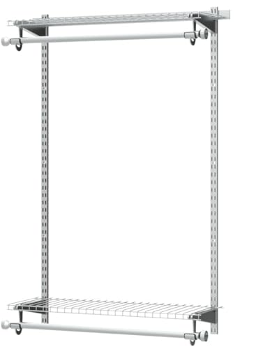 Rubbermaid Configurations Closet Shelves & Hanging Kit (2) 26" Shelves Titanium Custom Pantry Organizer and Storage/Clothes Rack for Home/Laundry/Bathroom/Mudroom/Pantry/Linen Closet