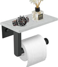 BWE Matte Black Toilet Paper Holder with Marble Shelf, Toilet Paper Roll Holder Wall Mounted, Toilet Paper Roll Holder with Phone Shelf 304 Stainless Steel Tissue Holder for Bathroom Washroom - color: Black