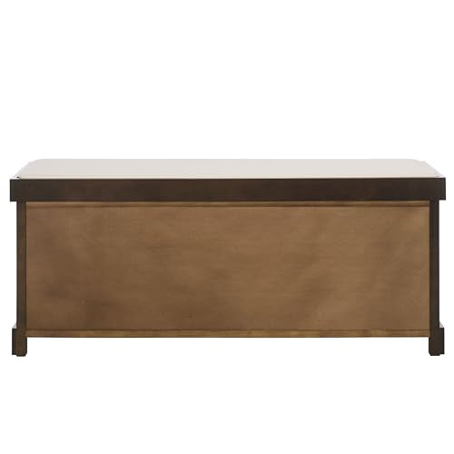 SAFAVIEH Home Collection – Lonan Dark Chocolate Storage Bench with Seat Cushion, 3 Basket Drawers, Coastal Farmhouse Entryway Design (AMH5733F) - color: Dark Chocolate