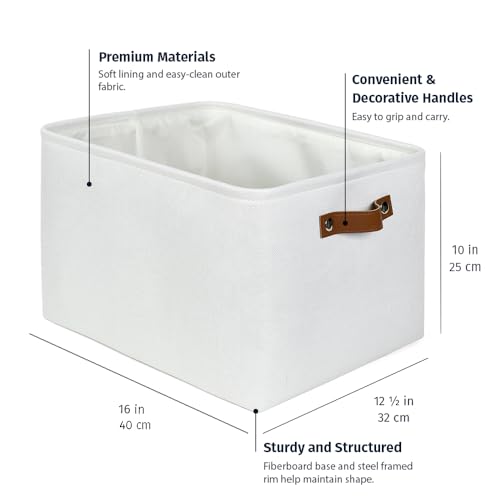 OrganiHaus Extra Large Fabric Storage Baskets for Shelves 3 Pack, 16x13in Closet Storage Bins, Canvas Baskets for Organizing, Linen Closet Organizers, Cloth Basket, Off-White - color: Full Off-White, size: Extra Large - 3pc