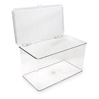Isaac Jacobs Large Stackable Organizer Bin (10.75” x 6.5” x 6.1”) w Hinged Lid Clear Storage Box Home Office School Fridge Bathroom Kitchen Pantry Container BPAFree Food Safe (Large Clear) - size: Large