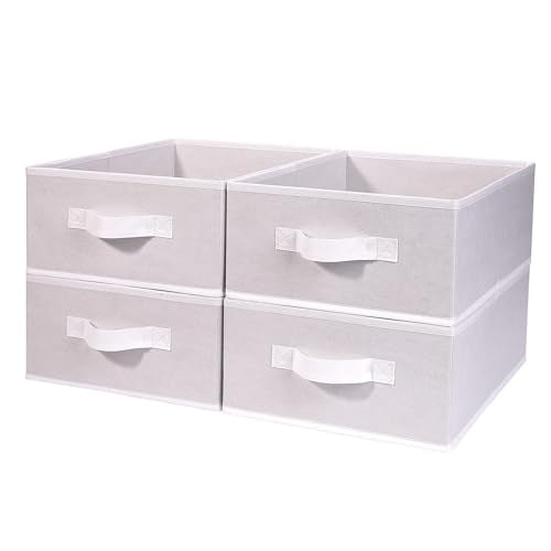 BOMKEE Clothings Collapsible Storage Bins, Foldable Organizers and Storage Baskets Cube Storage Bin for Bedroom Living Room (4 Pack) (White, 15.4x11.4x5.5inch) - color: White, size: 15.4x11.4x5.5inch
