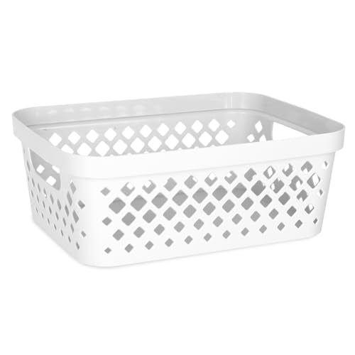Glad Plastic Storage Basket Set, Value Pack of 6 | Open Storage Bins for Shelves, Bathroom, Pantry, Closet | Nesting Organizer Boxes with Handles, 2 Gallon, White - color: White, size: 2 Gallon