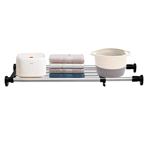 BAOYOUNI Expandable Shelf Closet Tension Rod Adjustable Shelving Unit Storage Rack Organizer Hanger Space Saving Divider for Wardrobe, Cupboard, Kitchen, Bathroom Use, Black - color: Black, 1pc (2-bar Telescopic), size: Recommended Use Length: (32.28-46.0