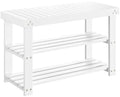 Pipishell Bamboo Shoe Rack Bench, 3-Tier Sturdy Shoe Organizer, Storage Shoe Bench, Holds up to 300lbs for Entryway Bedroom Living Room Balcony (White) - color: White