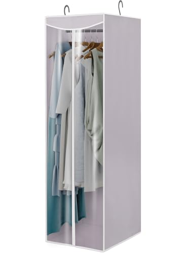 Garment Bags for Hanging Clothes Storage, Long Garment Cover with Zippered Clear Window for Closet Wardrobe Clothes Rack Organizer, Hanging Garment Bags for Dresses, Suits, 1 Pack, Gray - color: Gray, size: 1 Pack