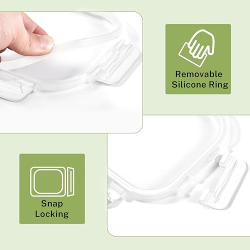HOMBERKING 8 Pack Glass Food Storage Containers with Lids, Meal Prep Containers, Airtight Bento Boxes with Leak Proof Locking for Microwave, Oven, Freezer and Dishwasher, BPA Free, 5-35oz, white - color: White