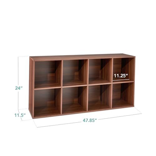 Best Choice Products 8-Cube Storage Organizer, 11in Shelf Opening, Bookcase, Display Shelf, Customizable w/ 3 Removable Back Panels – Walnut - color: Walnut, size: 8-Cube, 11in Shelf Opening