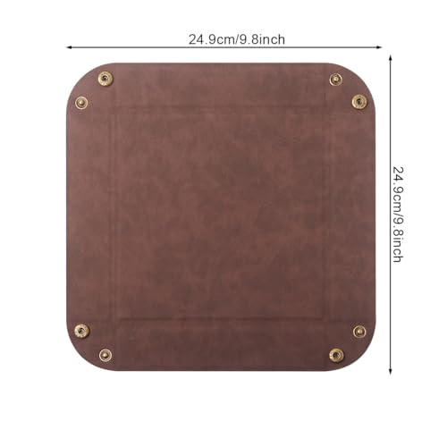 Valet Tray Desktop Storage Organizer – Premium PU Leather Catchall Bedside Vanity Tray Nightstand Caddy Holder for Remote Controller, Keys, Phone, Wallet, Coin, Jewelry,Brown - color: Brown