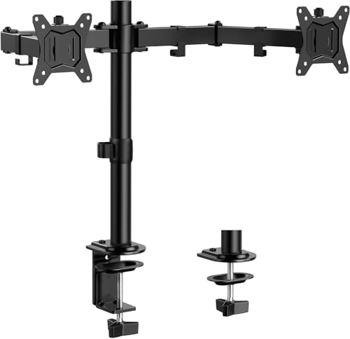 ErGear Dual Monitor Stand, Heavy Duty Adjustable Monitor Desk Mount for 2 Screens up to 32 Inches, Fully Adjustable Height, Tilt, Swivel, Rotate, Supports 17.6 lbs per Monitor Arm, Easy Installation - color: Black, size: 13" - 32"
