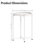 Garden 4 you Small Side Table, White Mini Round End Table, Tray Table with Metal Frame, Modern Nightstand for Living Room, Bedroom, Patio, Small Space, 1PCS - color: White, size: 1 PCS