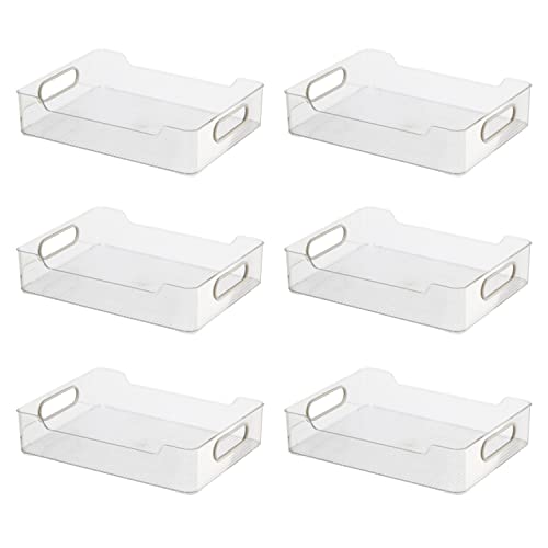 Oggi Cabinet/Drawer Storage Bin - 12" x 8.75", Clear/Gray, Ideal for Kitchen Organization, Pantry Storage, Fridge Organizing - Set of 6, (9771 (7771)) - size: 12" x 8.75" (set of 6)