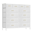 VASICAR Chest of Drawers for Bedroom with 12 Deep Drawers Tall Fabric Dresser, Storage Cabinet for Closet, Nursery, Bedside, Living Room, Entryway, Hallway (White) - color: White