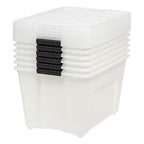 IRIS USA 54 Quart Stackable Plastic Storage Bins with Lids and Latching Buckles, 6 Pack - Pearl, Containers with Lids and Latches, Durable Nestable Closet, Garage, Totes, Tubs Boxes Organizing - size: 54 Qt, style: 6 Pack