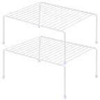 SIBAO Kitchen Cabinet Storage Shelf Rack/Plastic Feet - (13.1 x 10.2 Inch) - Steel Metal - Rust Resistant Finish - Cups, Dishes, Cabinet & Pantry Organization (2, White) - color: White