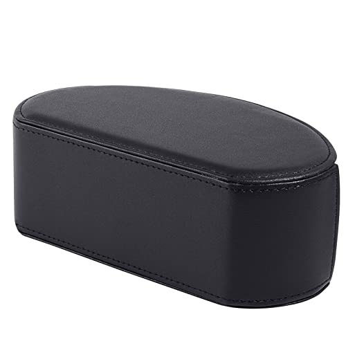 Tv Remote Holder Tray with 5 Compartments,PU Leather Remote Control Holder/Caddy Nightstand Decoration,Placed Media Remote Storage Box/Glasses/Makeup Brush/Office Products/Desktop Organizer (Black) - color: Black