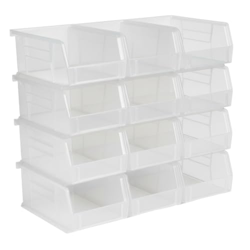 Hudson Exchange 7-1/2" x 4" x 3" (12 Pack) Plastic Stackable Storage Bin and Hanging Container, Clear - color: Clear, size: 12 Pack