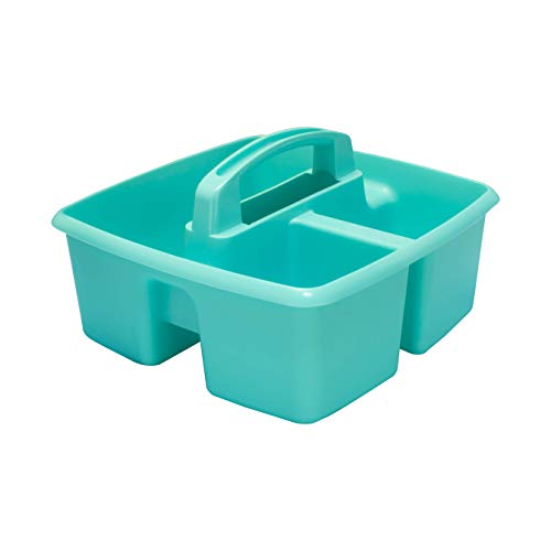 Storex 3-Compartment Small Caddy – Multipurpose Classroom Organizer with Handle, Teal, 6-Pack (00952U06C), 9.25 x 9.25 x 5.25 Inches - color: Teal, size: 6-Pack, style: Small